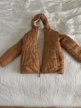 Target Tan Puffer Jacket with Sherpa Lining